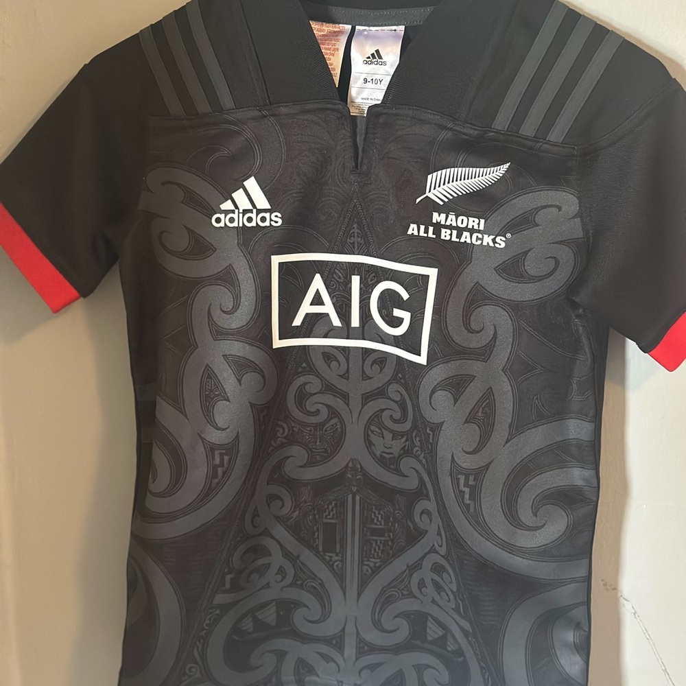 Adidas Kids Maori All Blacks Jersey - Black and Red